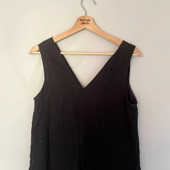 Madewell Nightshine Dress Black Silk Sparkly Shift Dress Size 2 - Picture 13 of 16